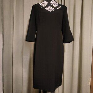 Ashley Graham Beyond Sexy Black Cocktail Dress With Split Sleeve Detail, Size 14